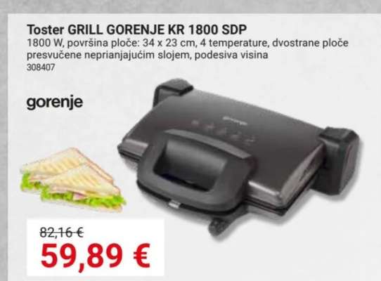Toster GRILL GORENJE KR 1800 SDP