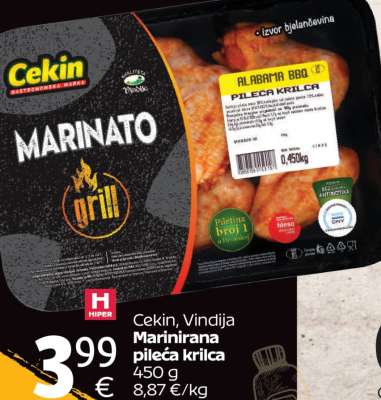 Cekin, Vindija Marinirana pileća krilca
