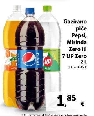 Gazirano piće Pepsi, Mirinda Zero ili 7 UP Zero