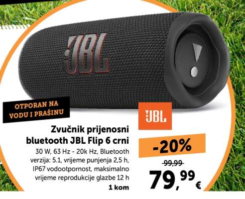 Zvučnik prijenosni bluetooth JBL Flip 6 crni