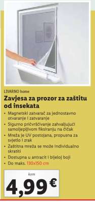Zavjesa za prozor za zaštitu od insekata