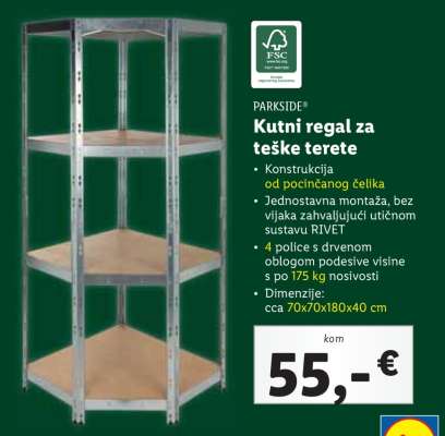 Kutni regal za teške terete