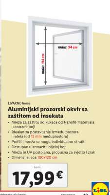 Aluminijski prozorski okvir sa zaštitom od insekata