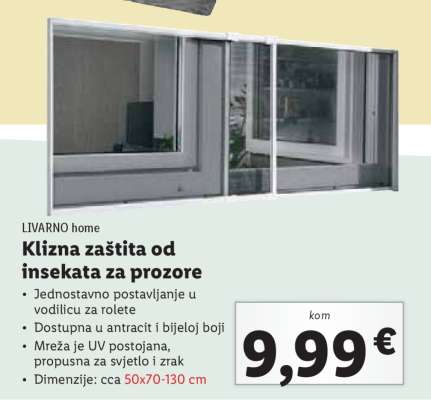 Klizna zaštita od insekata za prozore
