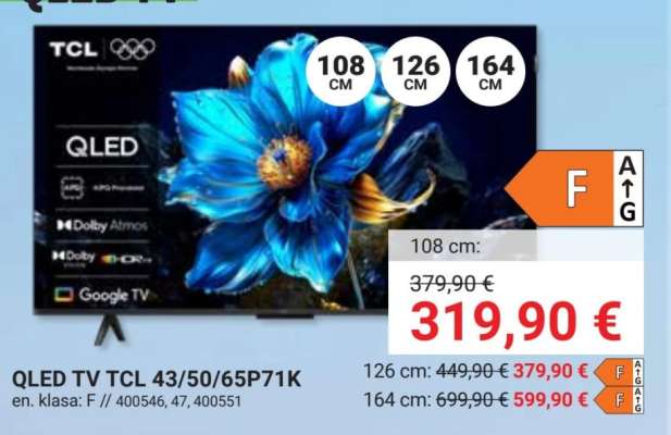 QLED TV TCL 43/50/65P71K