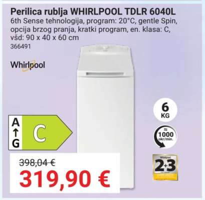 Perilica rublja WHIRLPOOL TDLR 6040L