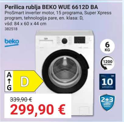 Perilica rublja BEKO WUE 6612D BA