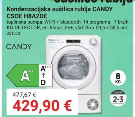 Kondenzacijska sušilica rublja CANDY CSOE H8A2DE