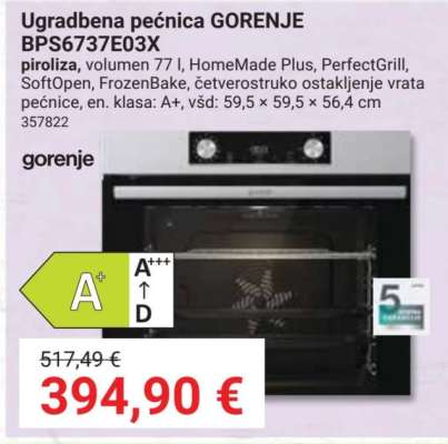 Ugradbena pećnica GORENJE BPS6737E03X