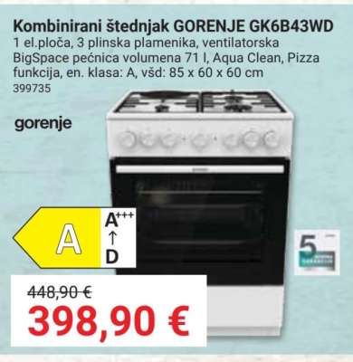Kombinirani štednjak GORENJE GK6B43WD