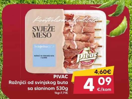 PIVAC Ražnjići od svinjskog buta sa slaninom 530g