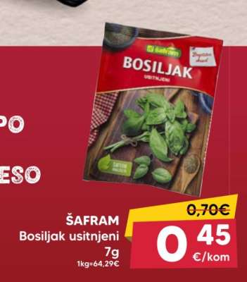 ŠAFRAM Bosiljak usitnjeni