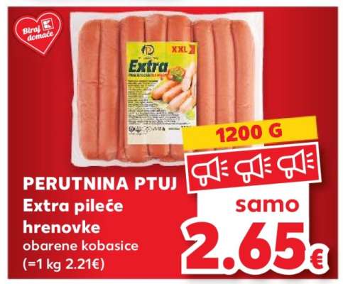 PERUTNINA PTUJ Extra pileće hrenovke