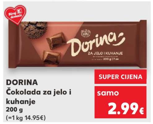 DORINA ČOKOLADA ZA JELO I KUHANJE