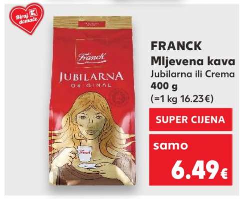 FRANCK Mljevena kava Jubilarna ili Crema 400 g