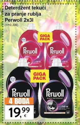 Deterdžent tekući za pranje rublja Perwoll 2x3l