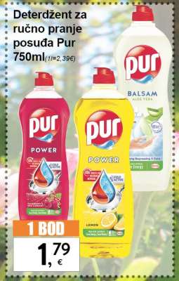 Deterdžent za ručno pranje posuđa Pur 750ml