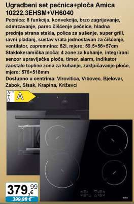 Ugradbeni set pećnica + ploča Amica 10222.3EHSM + VH6040