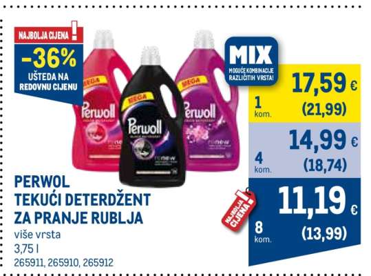 PERWOL TEKUĆI DETERDŽENT ZA PRANJE RUBLJA