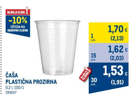 ČAŠA PLASTIČNA PROZIRNA