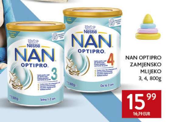 NAN OPTIPRO ZAMJENSKO MLIJEKO 3, 4, 800g