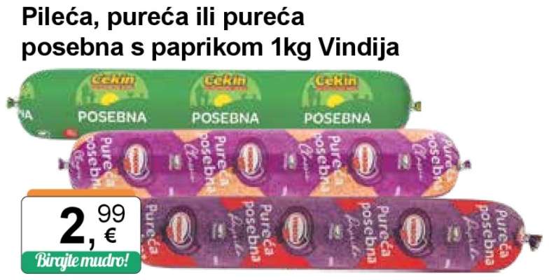 Pileća, pureća ili pureća posebna s paprikom 1kg Vindija