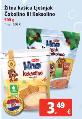 Žitna kašica Lješnjak Čokolino ili Keksolino