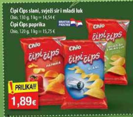 Čipi Čips slani, svježi sir i mladi luk / Čipi Čips paprika