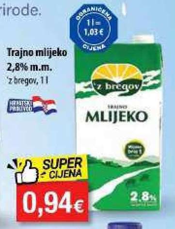 Trajno mlijeko 2,8% m.m.