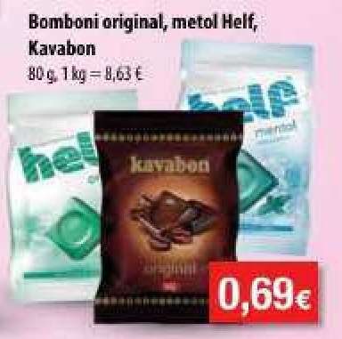 Bomboni original, metol Helf, Kavabon