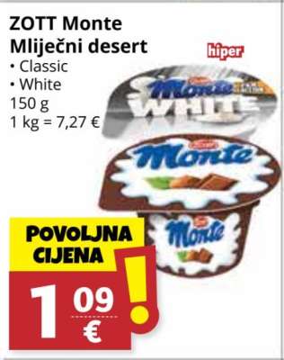 ZOTT MONTE Mliječni desert