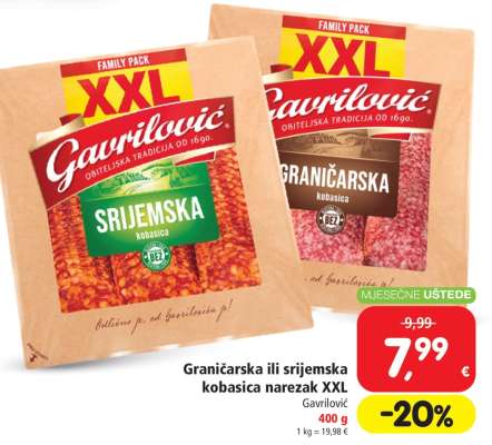Graničarska ili srijemska kobasica narezak XXL