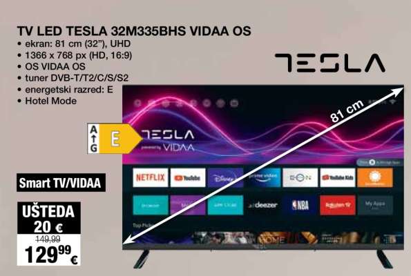 TV LED TESLA 32M335BHS VIDAA OS