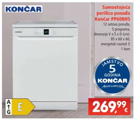 Samostojeća perilica posuda Končar PP60BH5