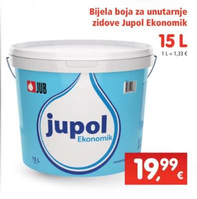 Bijela boja za unutarnje zidove Jupol Ekonomik