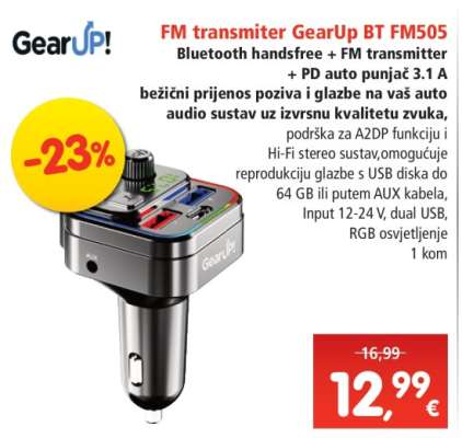 FM transmiter GearUp BT FM505