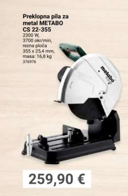 Preklopna pila za metal METABO CS 22-355