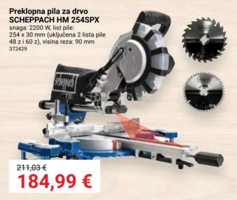 Preklopna pila za drvo SCHEPPACH HM 254SPX