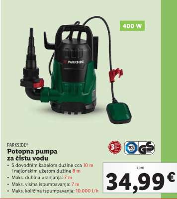 Potopna pumpa za čistu vodu