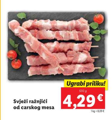 Svježi ražnjiči od carskog mesa
