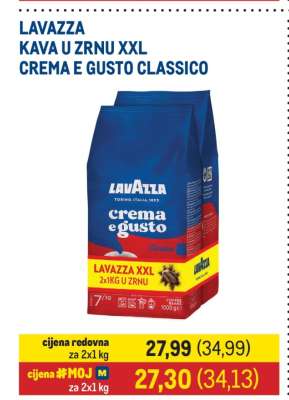 LAVAZZA KAVA U ZRNU XXL CREMA E GUSTO CLASSICO