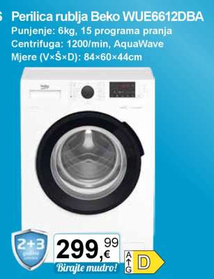 Perilica rublja Beko WUE6612DBA