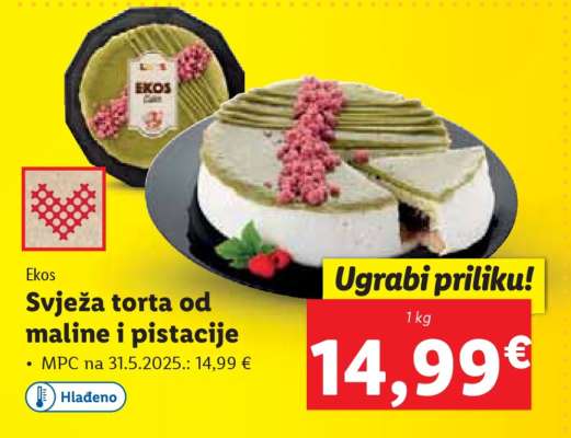 Svježa torta od maline i pistacije