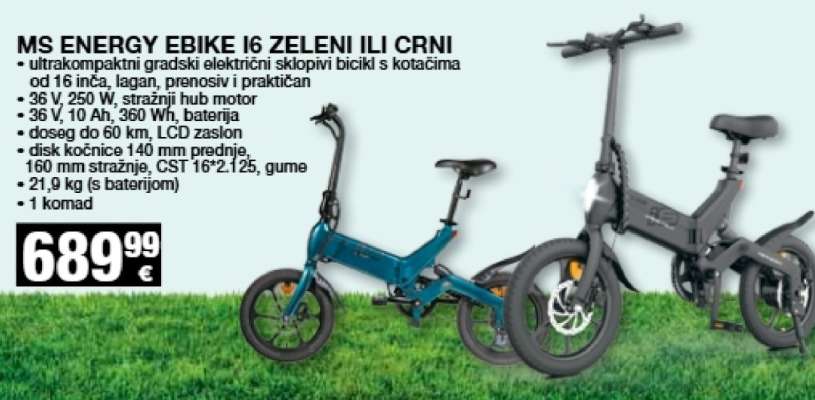 MS ENERGY EBIKE I6 ZELENI ILI CRNI