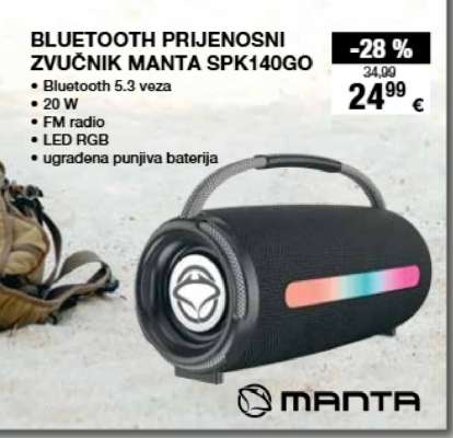 BLUETOOTH PRIJENOSNI ZVUČNIK MANTA SPK140GO