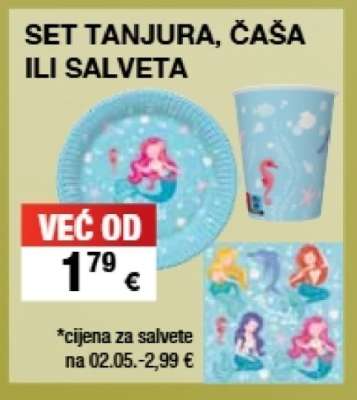 SET TANJURA, ČAŠA ILI SALVETA