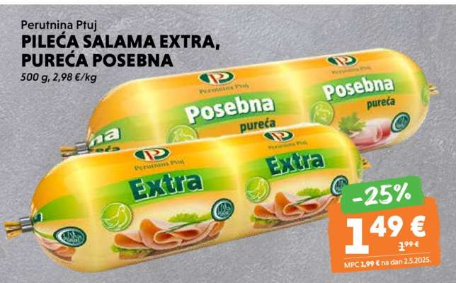 Perutnina Ptuj PILEĆA SALAMA EXTRA, PUREĆA POSEBNA