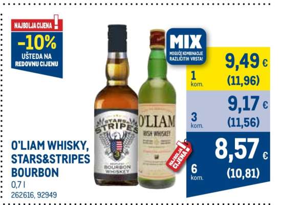 O'LIAM WHISKY, STARS&STRIPES BOURBON