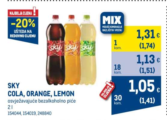 SKY COLA, ORANGE, LEMON