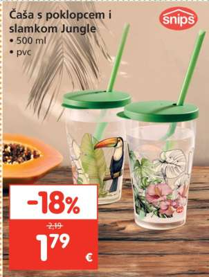 Čaša s poklopcem i slamkom Jungle